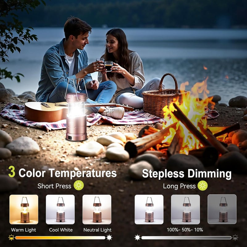 LET MY LED Camping Lantern for Power Outages, 3 Color Modes & Dimmable Battery Powered Lantern, IP65 Waterproof & Collapsible, Lanterns Flashlight Survival Kits for Emergency Hurricane Hiking, 4 Pack - Image 2